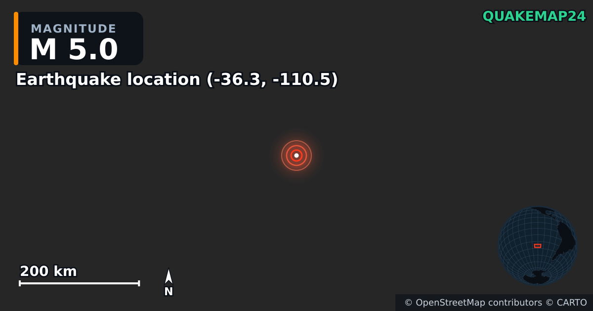 M5.0 Earthquake · 2025-06-14 — Map showing the location of the epicenter