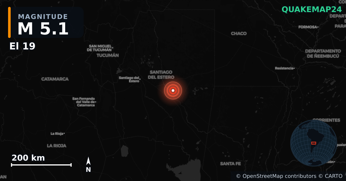 M5.1 earthquake near El 19 on Dec 27, 2025 — map of epicenter and shaking intensity | QuakeMap24