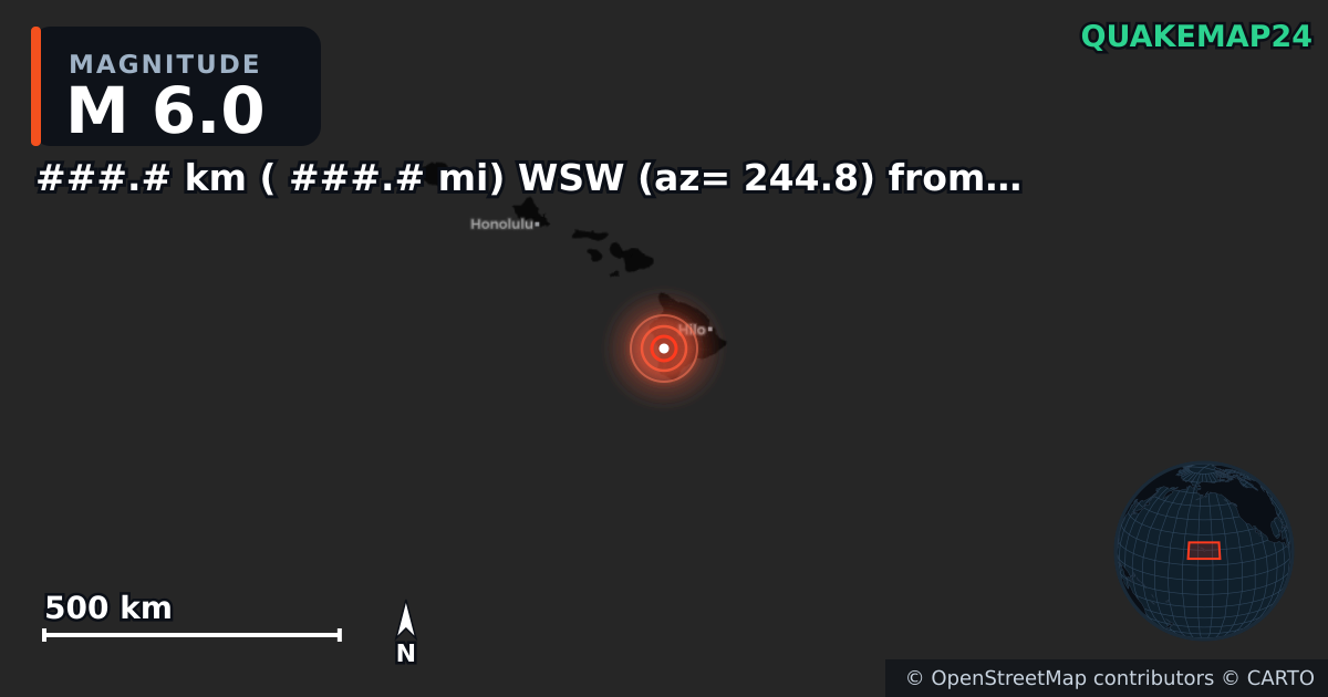 M6.0 earthquake near ###.# km ( ###.# mi) WSW (az= 244.8) from Sea Ranch, CA on May 23, 2026 — map of epicenter and shaking intensity | QuakeMap24