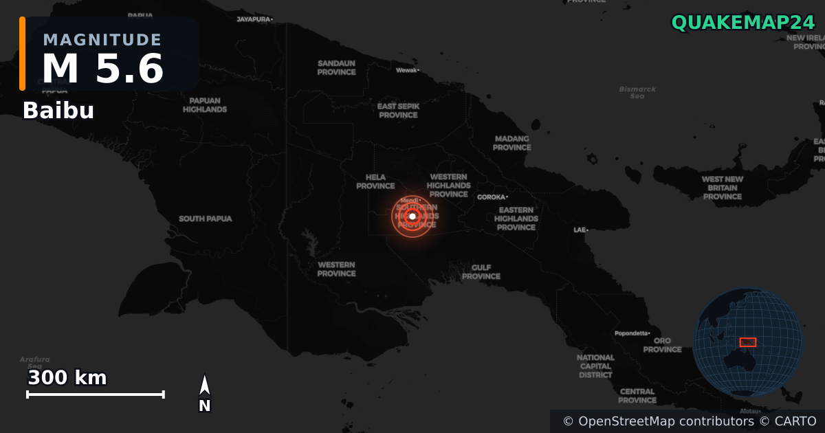 M5.6 earthquake near Baibu on Jan 26, 2026 — map of epicenter and shaking intensity | QuakeMap24