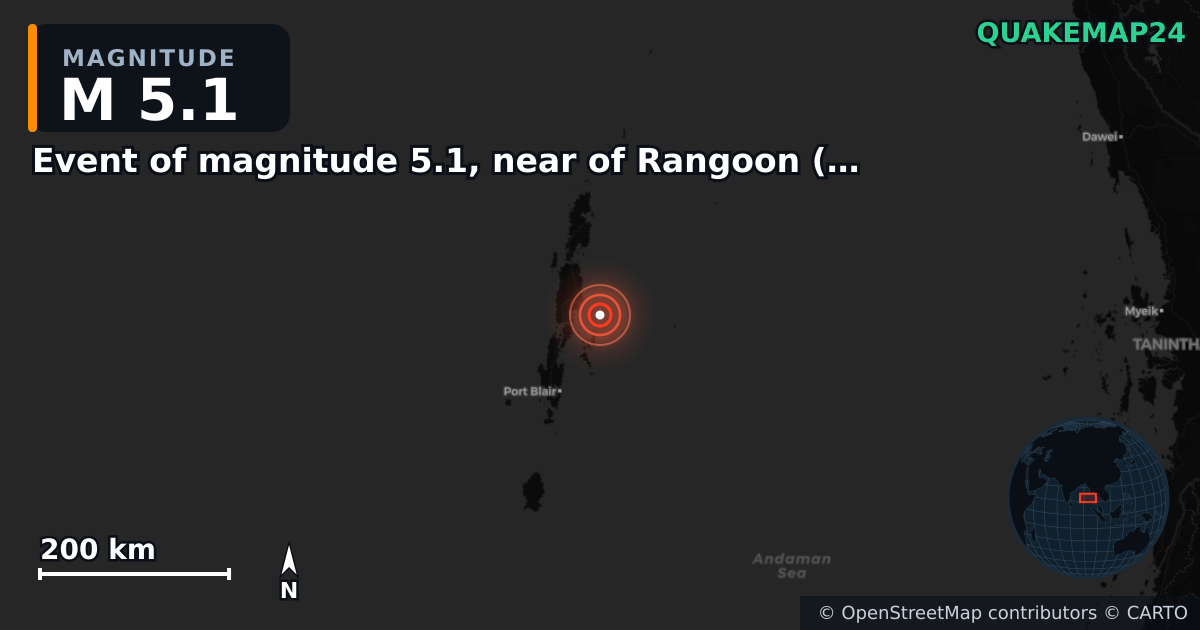 M5.1 earthquake near Event of magnitude 5.1, near of Rangoon (Monde) on Oct 16, 2025 — map of epicenter and shaking intensity | QuakeMap24