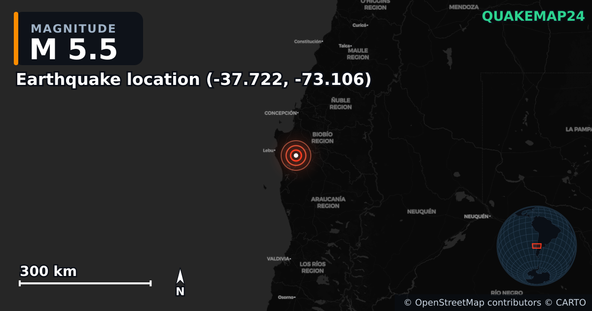 Terremoto de M5,5 · 2026-05-10 — Mapa de la ubicación del epicentro