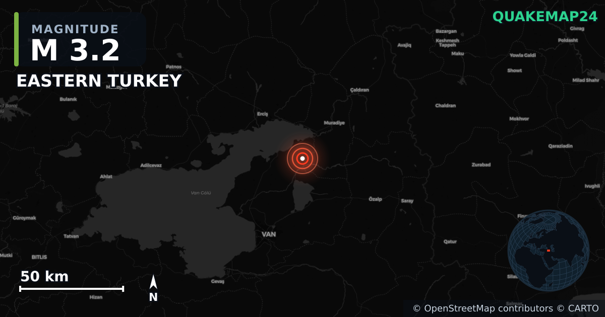 EASTERN TURKEY yakınında M3,2 deprem · 2026-04-04 — Deprem merkez üssünün konumunu gösteren harita