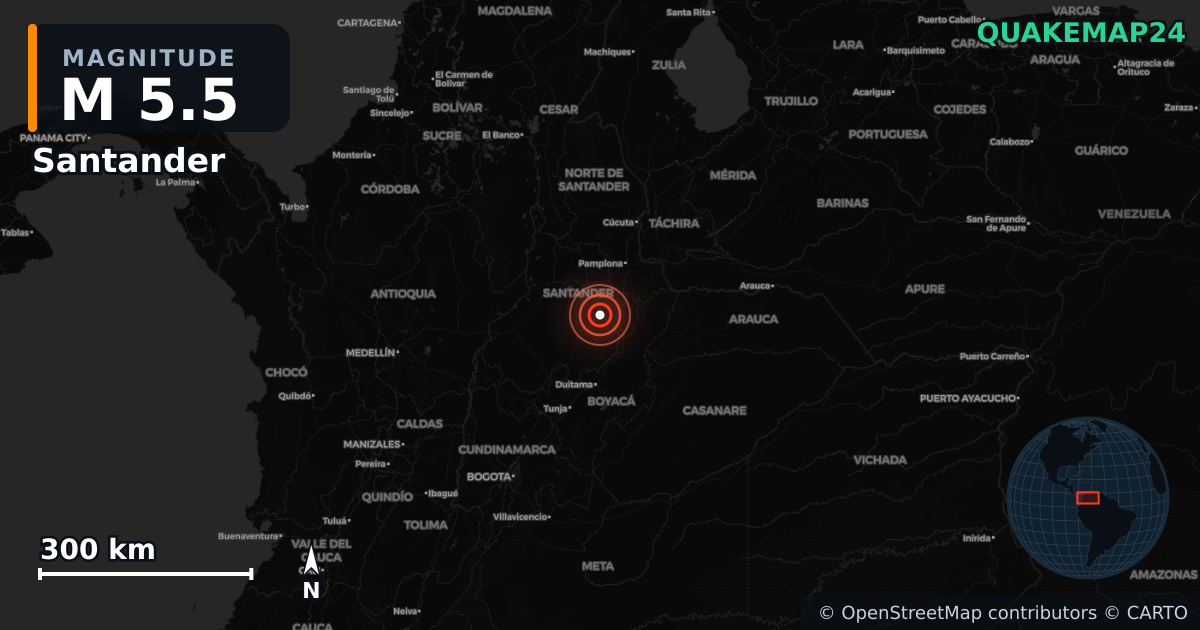 M5.5 earthquake near Santander on Dec 10, 2025 — map of epicenter and shaking intensity | QuakeMap24