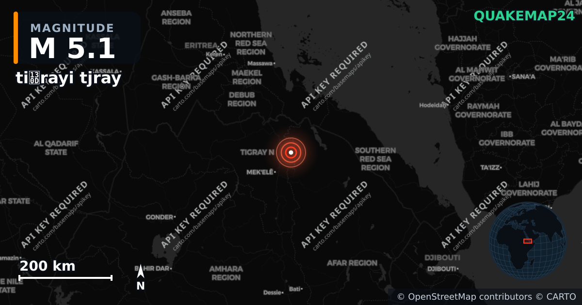 M5.1 earthquake near tiግrayi tjray on Oct 11, 2025 — map of epicenter and shaking intensity | QuakeMap24