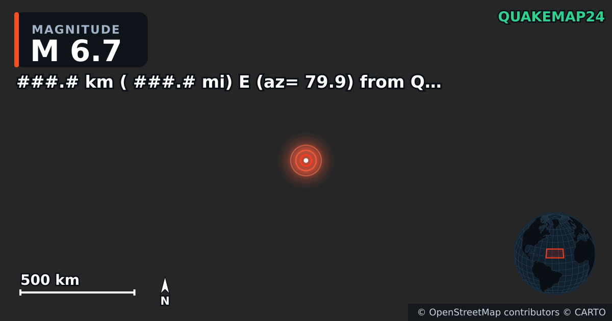 M6.7 Earthquake near ###.# km ( ###.# mi) E (az= 79.9) from Quartzsite, AZ · 2026-03-21 — Map showing the location of the epicenter