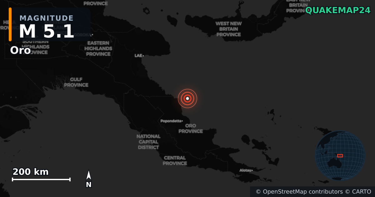 M5.1 earthquake near Oro on Oct 6, 2025 — map of epicenter and shaking intensity | QuakeMap24