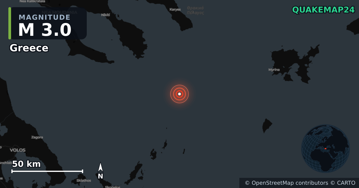 Erdbeben M3,0 bei Greece (Griechenland) · 2026-10-30 — Karte der Lage des Epizentrums