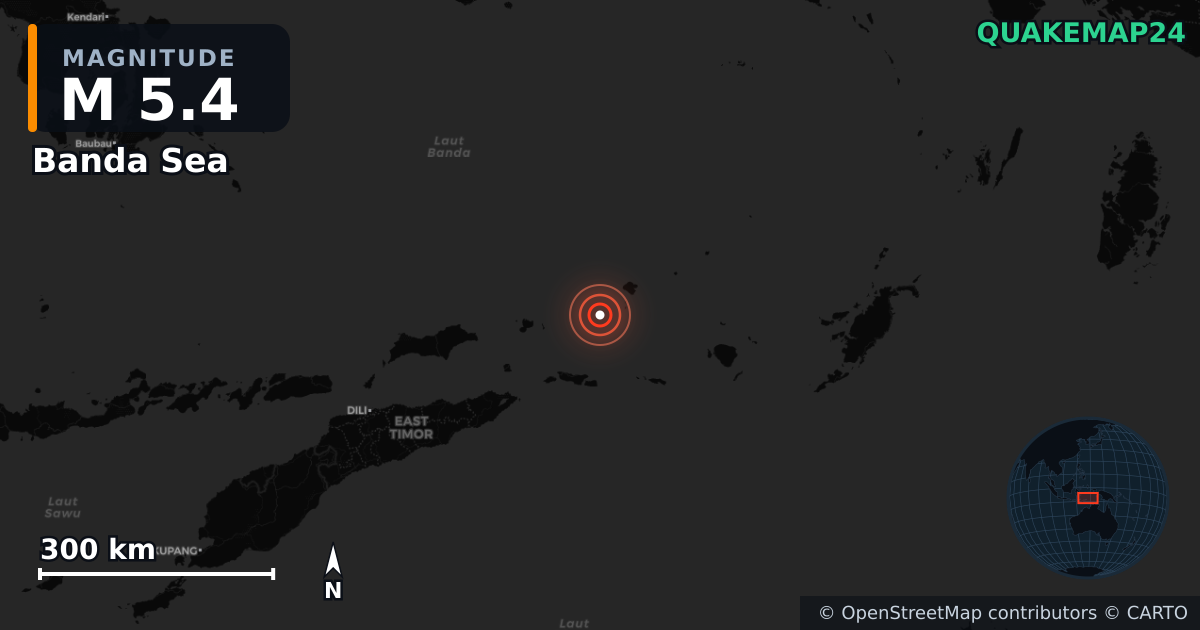 Erdbeben M5,4 bei Banda Sea · 2025-10-01 — Karte der Lage des Epizentrums