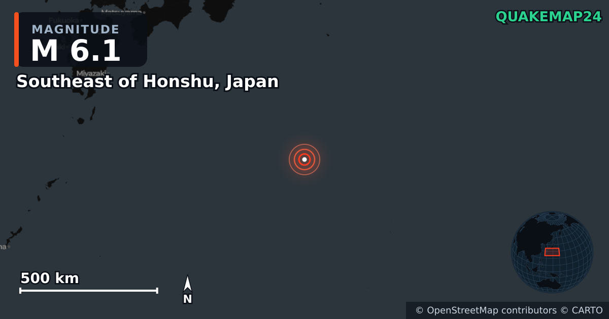 M6.1 Earthquake near Southeast of Honshu, Japan – October 25, 2026 ...