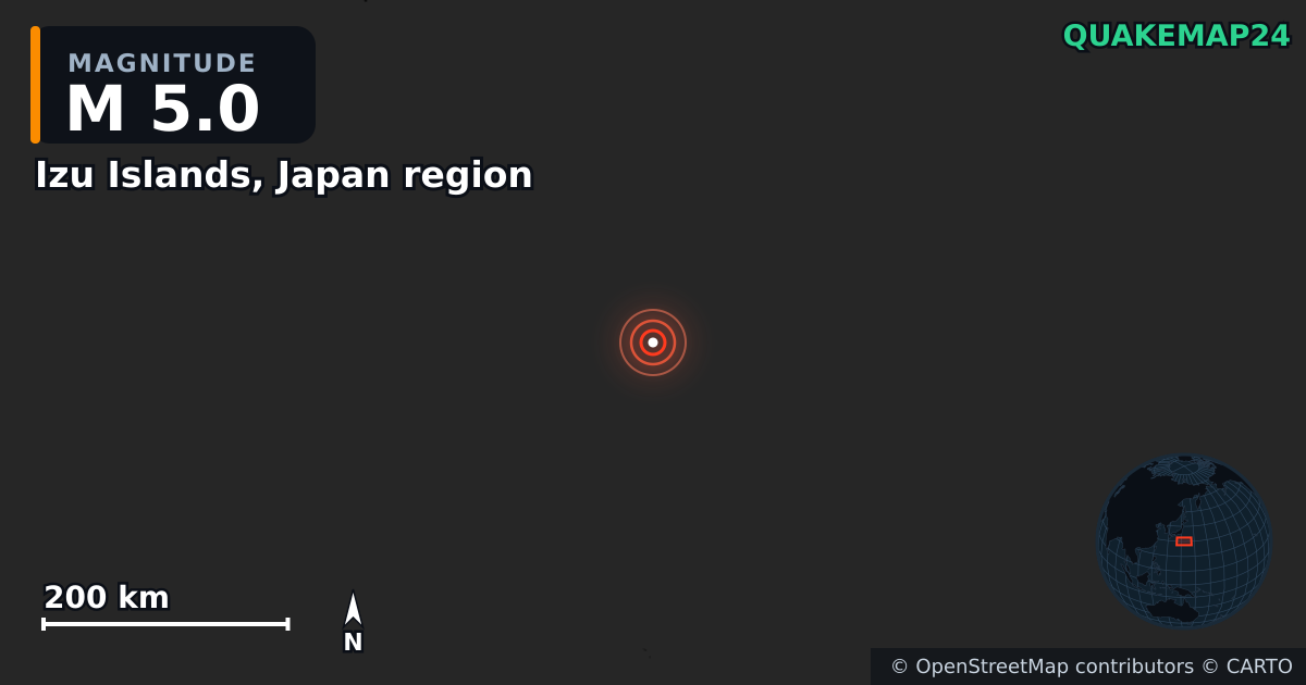 Erdbeben M5,0 bei Izu Islands, Japan region · 2026-01-17 — Karte der Lage des Epizentrums