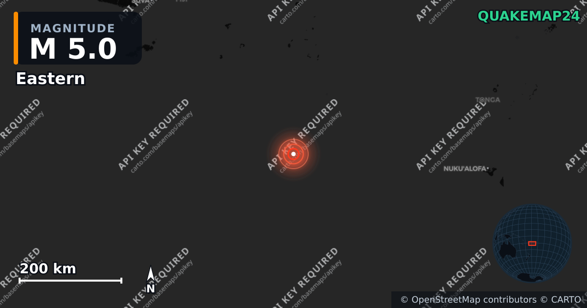M5.0 earthquake near Eastern on Dec 2, 2025 — map of epicenter and shaking intensity | QuakeMap24