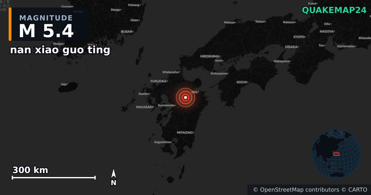 M5.4 earthquake near nan xiao guo ting on Nov 25, 2025 — map of epicenter and shaking intensity | QuakeMap24