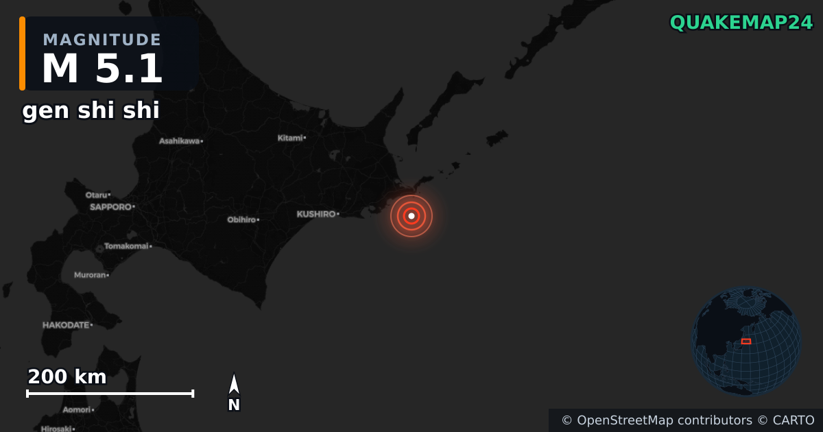 M5.1 earthquake near gen shi shi on Dec 2, 2025 — map of epicenter and shaking intensity | QuakeMap24