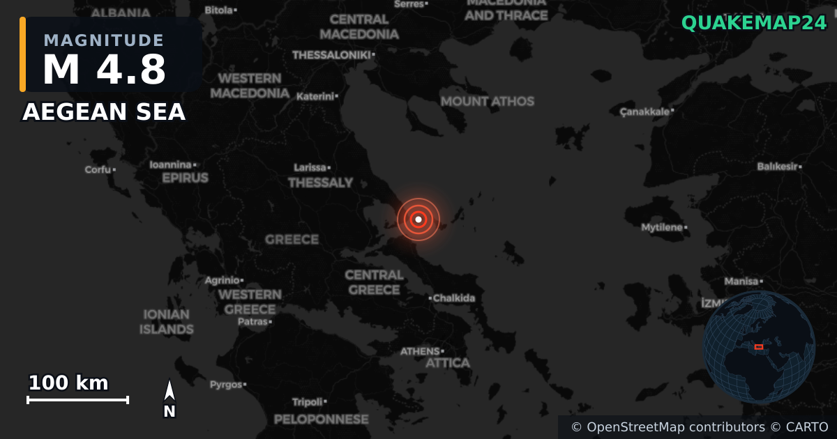 Erdbeben M4,8 bei AEGEAN SEA · 2026-04-28 — Karte der Lage des Epizentrums