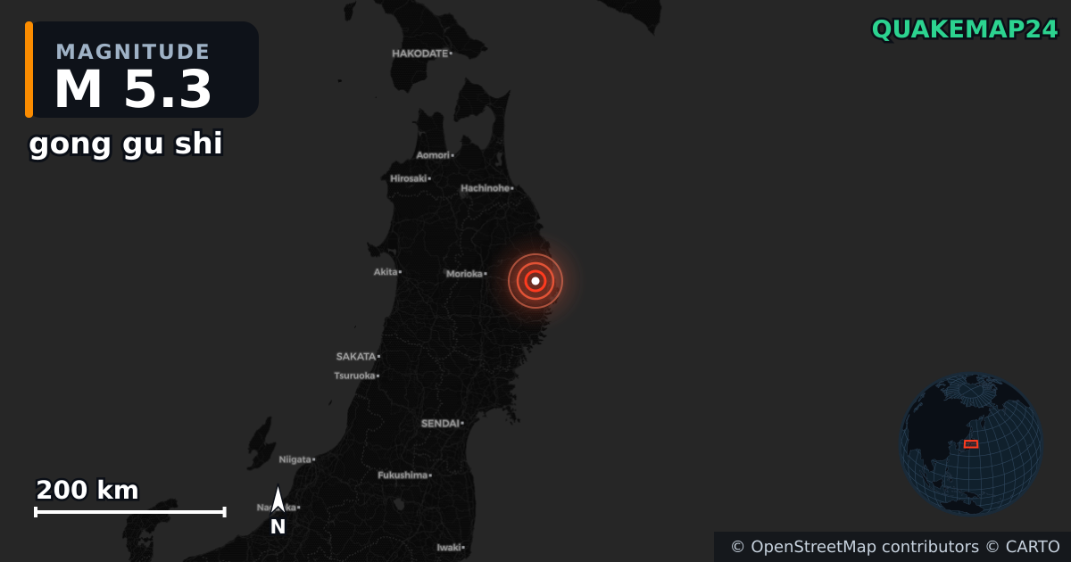M5.3 earthquake near gong gu shi on Jan 11, 2026 — map of epicenter and shaking intensity | QuakeMap24