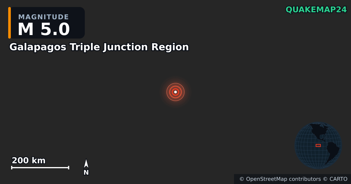 Erdbeben M5,0 bei Galapagos Triple Junction Region · 2026-01-28 — Karte der Lage des Epizentrums