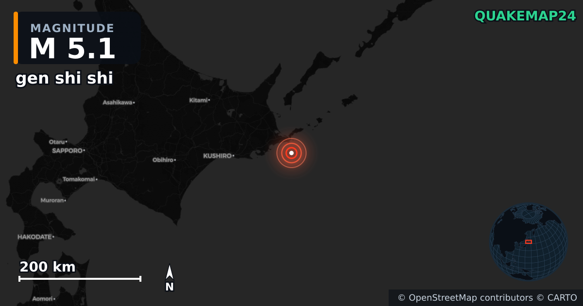 M5.1 earthquake near gen shi shi on May 1, 2026 — map of epicenter and shaking intensity | QuakeMap24