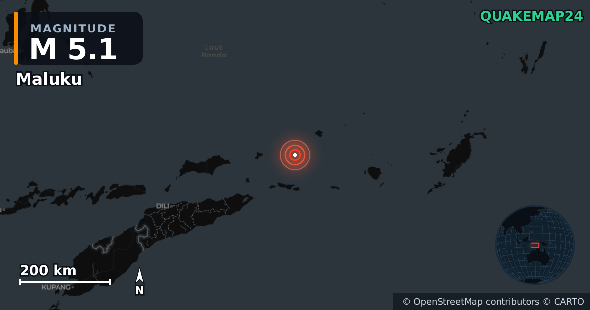 Erdbeben M5,1 bei Maluku (Indonesien) · 2026-10-21 — Karte der Lage des Epizentrums