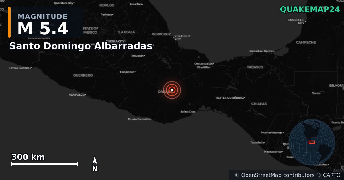 M5.4 earthquake near Santo Domingo Albarradas on Aug 2, 2025 — map of epicenter and shaking intensity | QuakeMap24