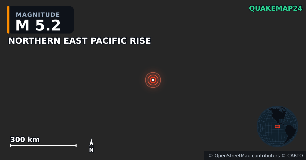 M5.2 Earthquake near NORTHERN EAST PACIFIC RISE · 2025-07-19 — Map showing the location of the epicenter