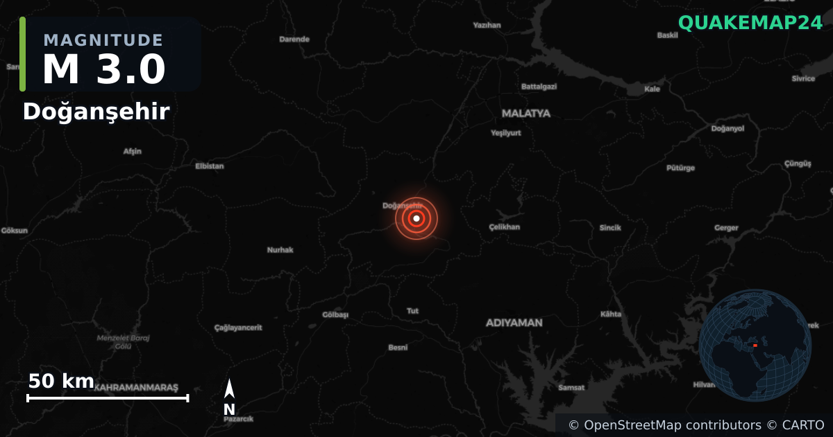 Sismo de M3,0 perto de CENTRAL TURKEY (Turquia) · 2025-12-07 — Mapa da localização do epicentro