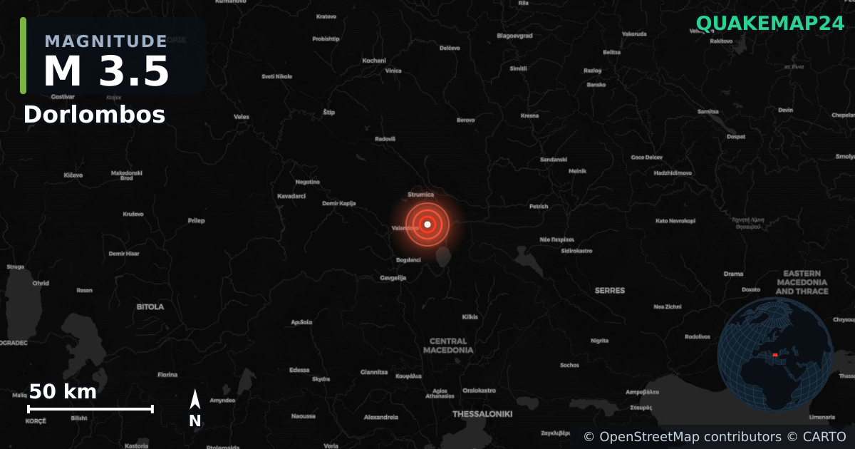 M3.5 earthquake near Dorlombos on Jun 29, 2025 — map of epicenter and shaking intensity | QuakeMap24