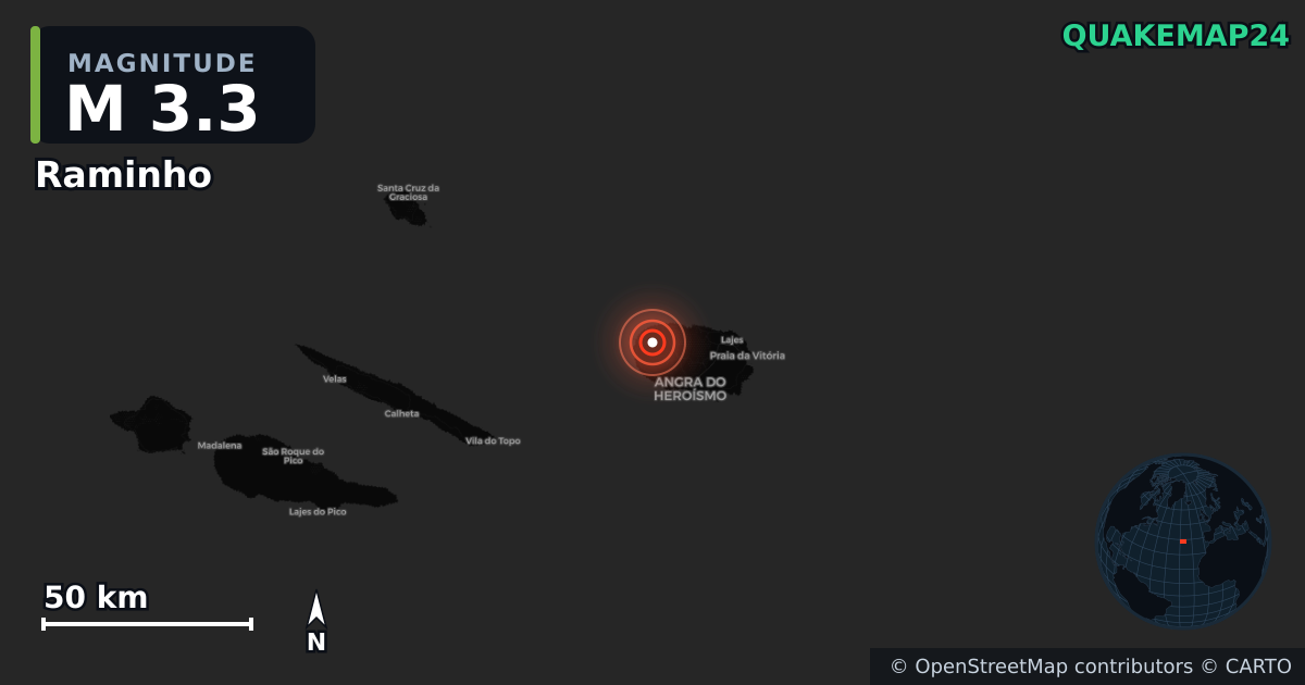 M3.3 earthquake near Raminho on Nov 4, 2025 — map of epicenter and shaking intensity | QuakeMap24
