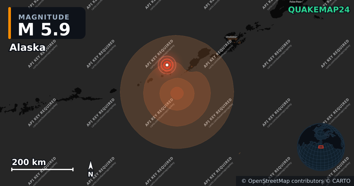 M5.9 earthquake near Alaska on Sep 3, 2026 — map of epicenter and shaking intensity | QuakeMap24