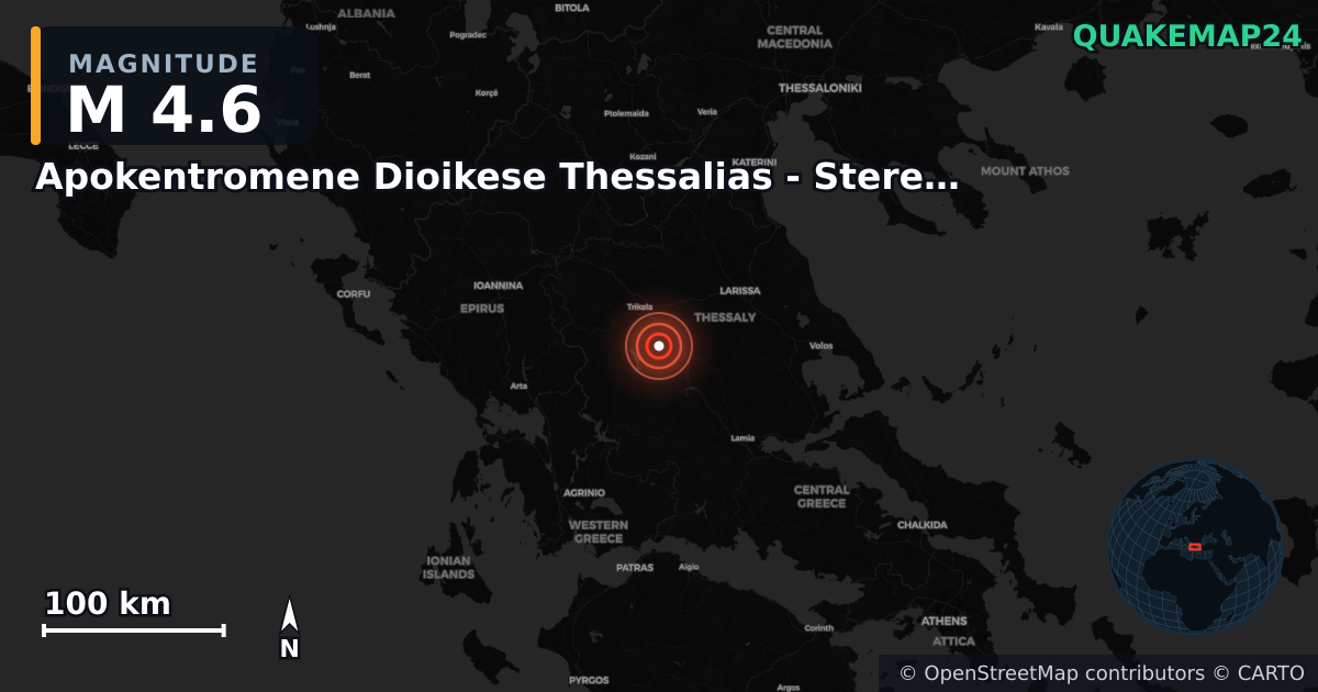 Erdbeben M4,6 bei Greece (Griechenland) · 2025-11-24 — Karte der Lage des Epizentrums