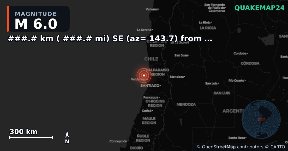 M6.0 earthquake near ###.# km ( ###.# mi) SE (az= 143.7) from Estacion Coahuila, B.C., MX on May 31, 2026 — map of epicenter and shaking intensity | QuakeMap24