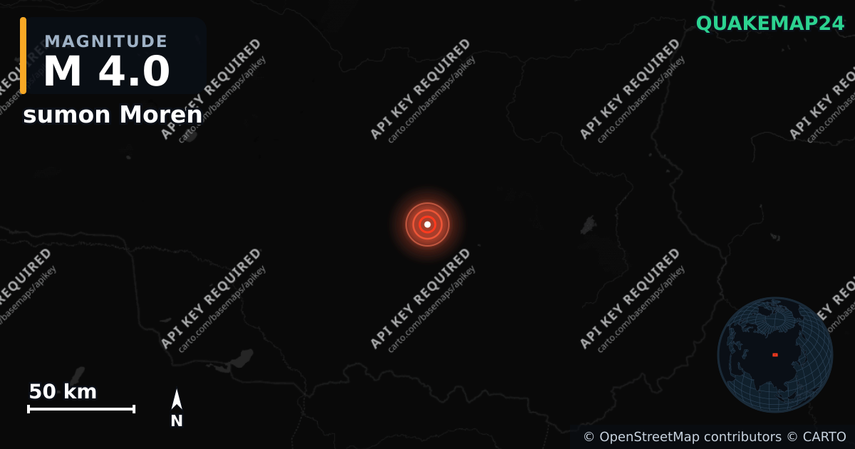 M4.0 earthquake near sumon Moren on May 31, 2026 — map of epicenter and shaking intensity | QuakeMap24