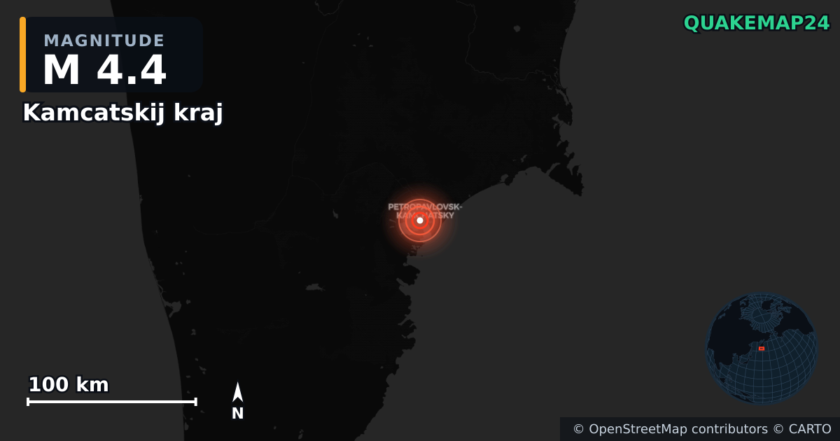 M4.4 earthquake near Kamcatskij kraj on Oct 31, 2025 — map of epicenter and shaking intensity | QuakeMap24