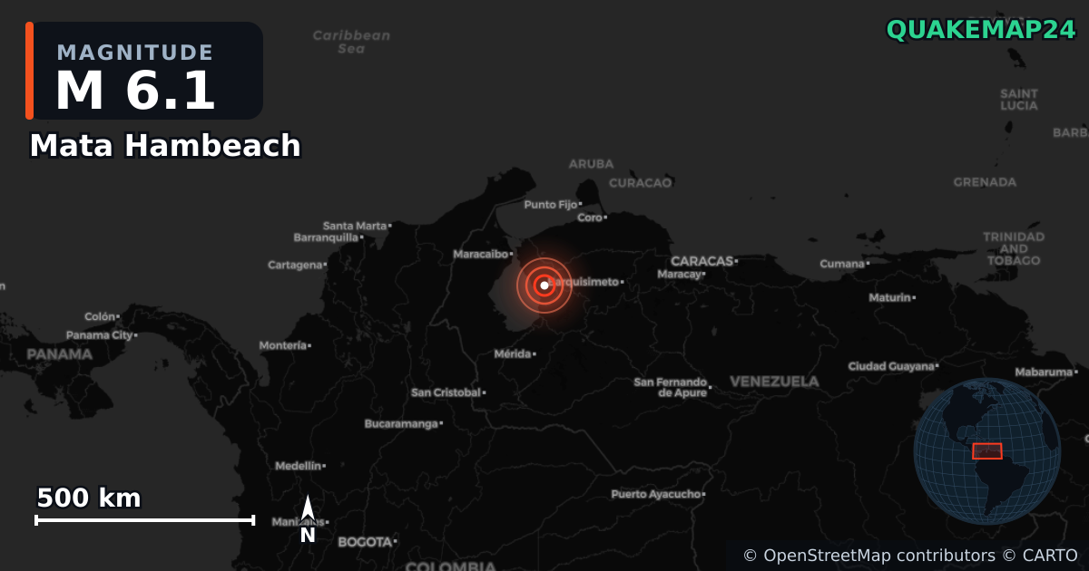 M6.1 earthquake near Mata Hambeach on Sep 24, 2025 — map of epicenter and shaking intensity | QuakeMap24