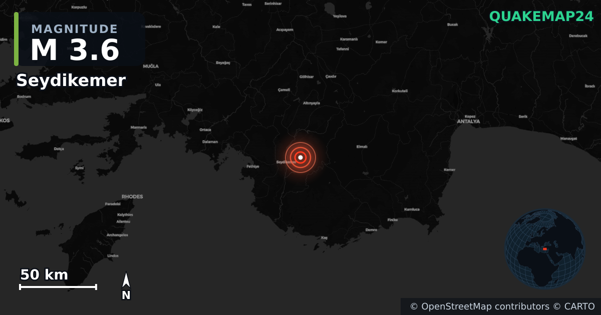 Sismo de M3,6 perto de Turkey (Turquia) · 2026-01-01 — Mapa da localização do epicentro