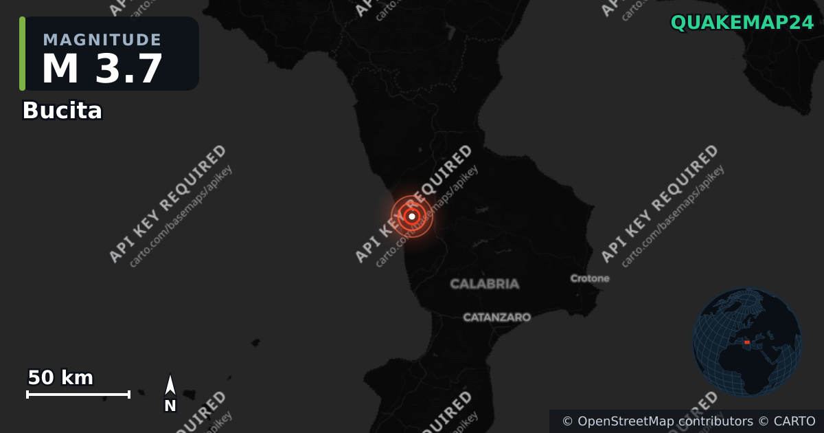 M3.7 earthquake near Bucita on Sep 4, 2026 — map of epicenter and shaking intensity | QuakeMap24
