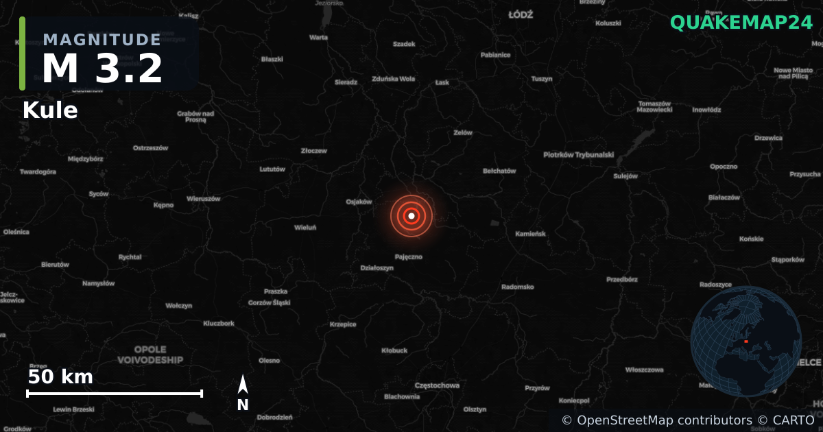 M3.2 earthquake near Kule on Jun 19, 2026 — map of epicenter and shaking intensity | QuakeMap24