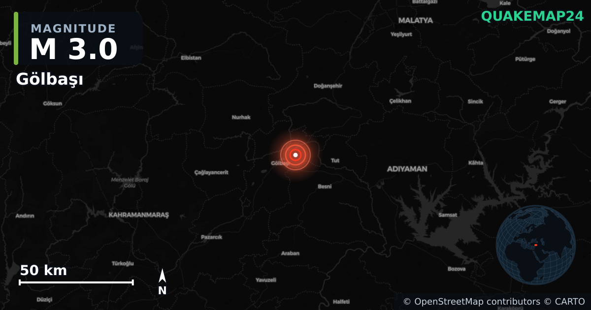 M3.0 earthquake near Gölbaşı on Jun 30, 2026 — map of epicenter and shaking intensity | QuakeMap24