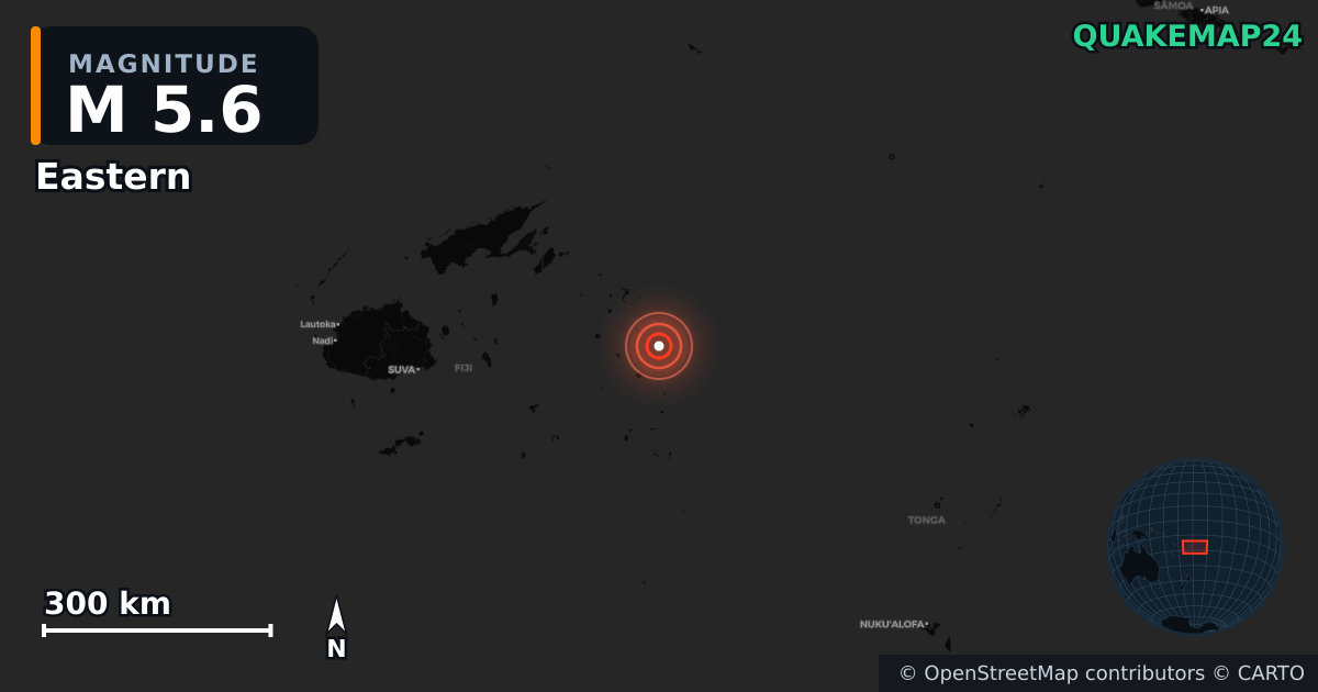 M5.6 earthquake near Eastern on Aug 26, 2025 — map of epicenter and shaking intensity | QuakeMap24