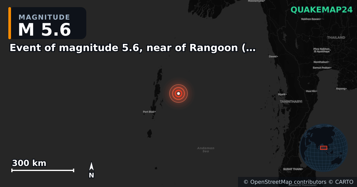 M5.6 earthquake near Event of magnitude 5.6, near of Rangoon (Monde) on Nov 9, 2025 — map of epicenter and shaking intensity | QuakeMap24
