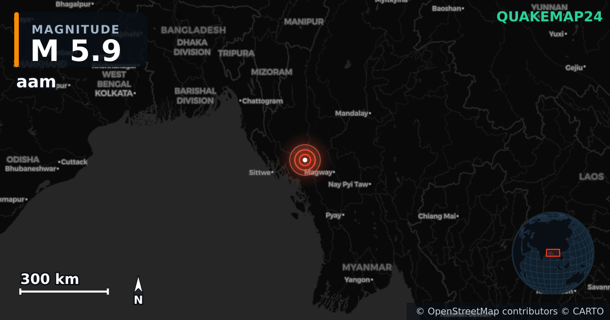 M5.9 earthquake near aam on Feb 3, 2026 — map of epicenter and shaking intensity | QuakeMap24