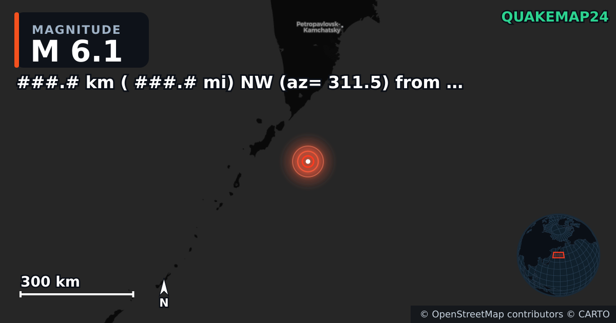 M6.1 earthquake near ###.# km ( ###.# mi) NW (az= 311.5) from Wendover, UT on Jun 7, 2026 — map of epicenter and shaking intensity | QuakeMap24