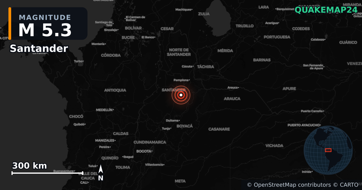M5.3 earthquake near Santander on Dec 10, 2025 — map of epicenter and shaking intensity | QuakeMap24