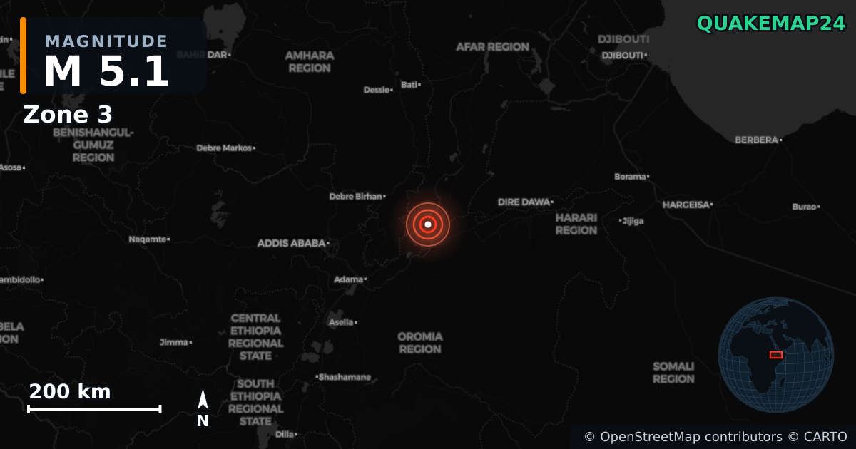 M5.1 earthquake near Zone 3 on Jan 2, 2025 — map of epicenter and shaking intensity | QuakeMap24