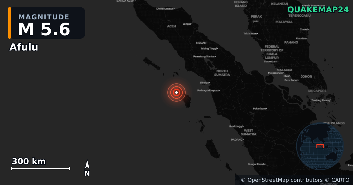 M5.6 earthquake near Afulu on Apr 18, 2026 — map of epicenter and shaking intensity | QuakeMap24