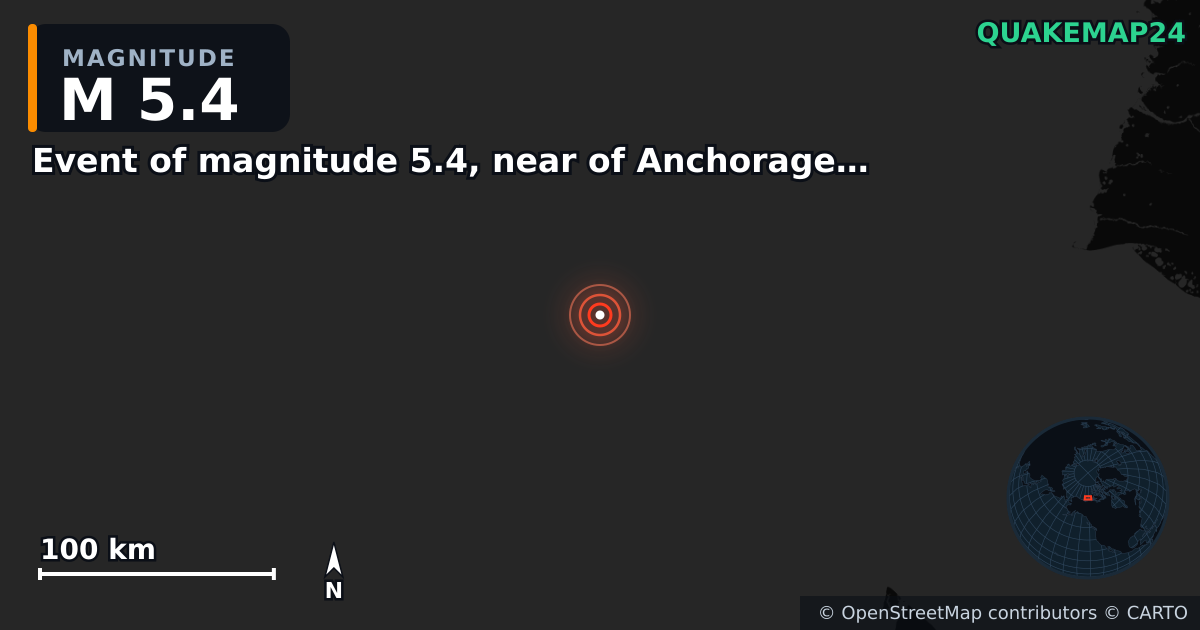 Terremoto de M5,4 cerca de Event of magnitude 5.4, near of Anchorage (Monde) — Mapa de la ubicación del epicentro