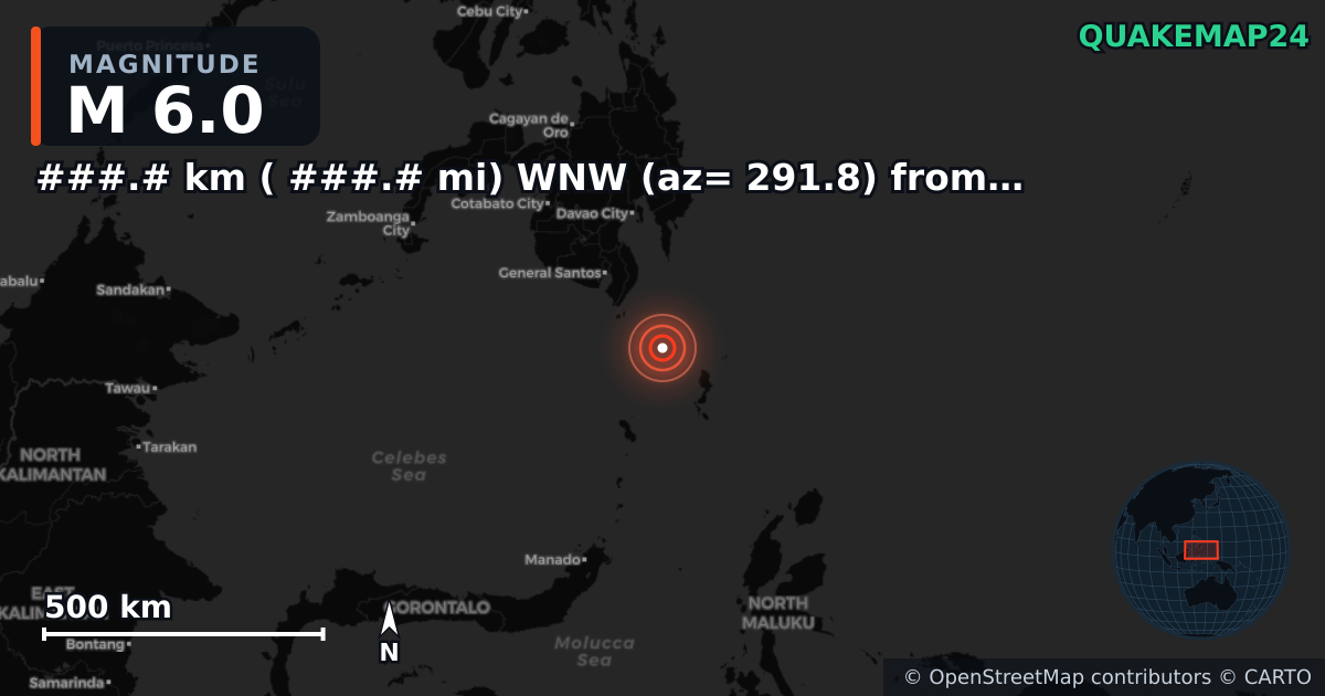 M6.0 earthquake near ###.# km ( ###.# mi) WNW (az= 291.8) from Quartzsite, AZ on Apr 4, 2026 — map of epicenter and shaking intensity | QuakeMap24