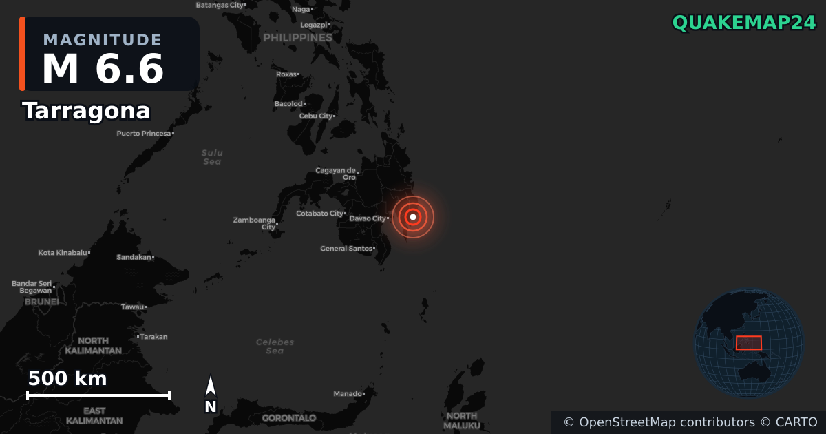 M6.6 earthquake near Tarragona on Oct 10, 2025 — map of epicenter and shaking intensity | QuakeMap24
