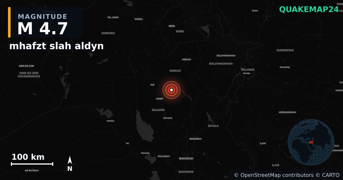 Terremoto de M4,7 cerca de IRAQ (Irak) — earthquake map