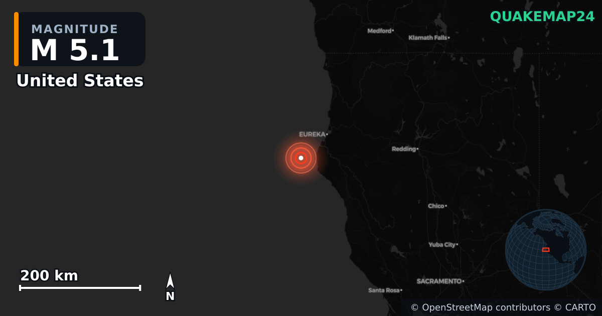 M5.1 earthquake near United States on Jun 3, 2026 — map of epicenter and shaking intensity | QuakeMap24